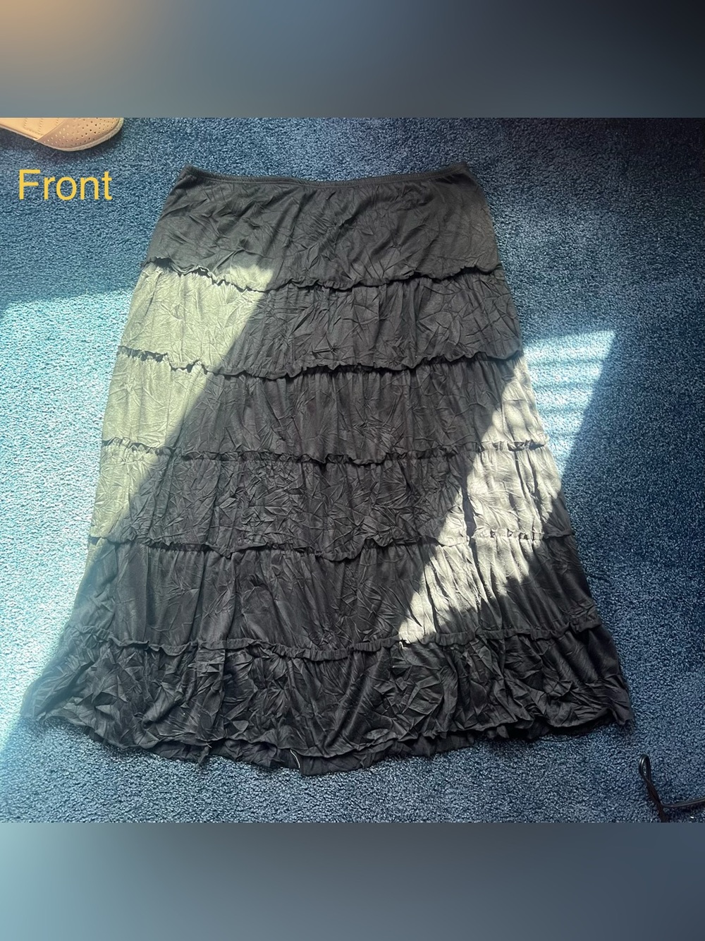 1X Black Tiered Whimsigoth Maxi Skirt